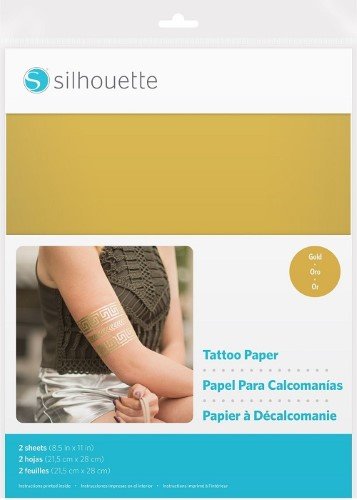 PAQ 2 HOJAS TATUAJE TEMPORAL SILHOUETTE DORADO METALIZADO CARTA