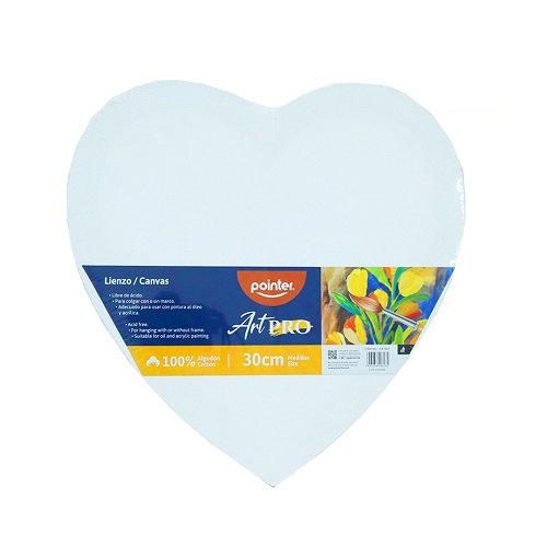 LIENZO CORAZON 30 CM ALGODON BLANCO 280GR POINTER