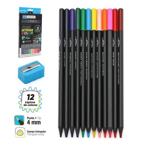 JUEGO COLORES MADERA TRIANGULAR 12 UND + SACAPUNTA POINTER