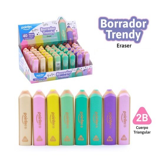 BORRADOR TIPO LAPIZ COLORES PASTELES POINTER